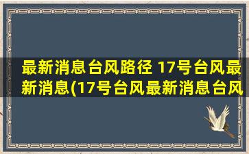 最新消息台风路径 17号台风最新消息(17号台风最新消息台风路径图)